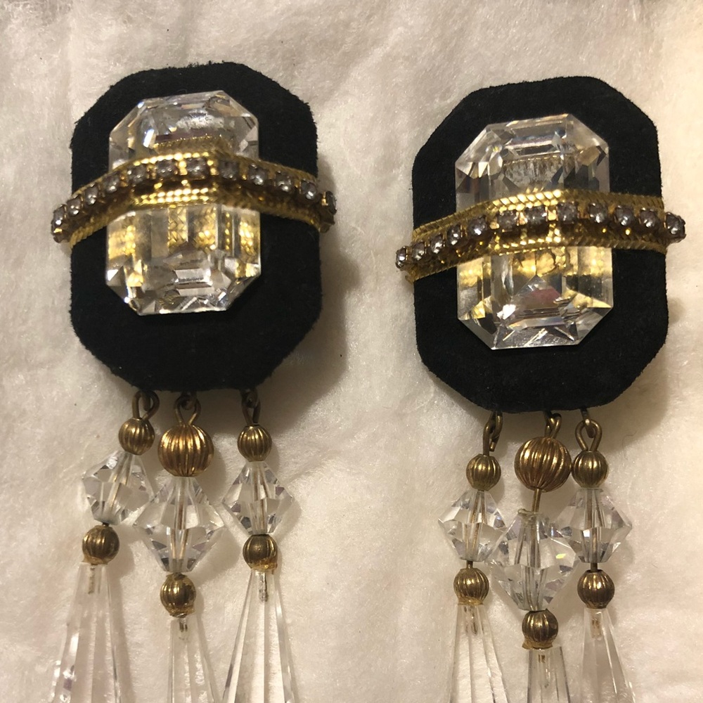 Vintage Pami Jerod Crystal Clip On Earrings - Picture 3 of 4